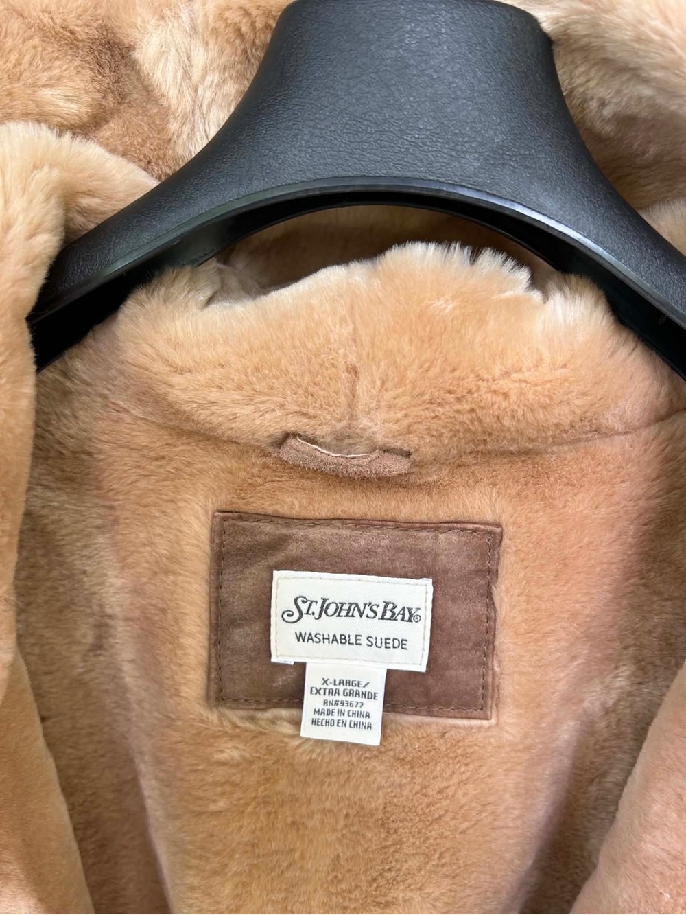 St. John's Bay Plush Shearling-Lined Suede Jacket - Camel - Picture 2 of 4